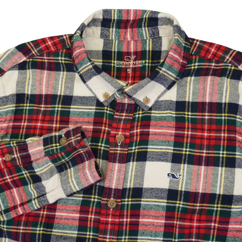 Vineyard Vines Button Down Boys XL Multi Color Plaid Long Sleeve Whale‎ Preppy